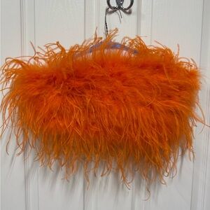 Lamarque Zaina Orange Feather Crop Top